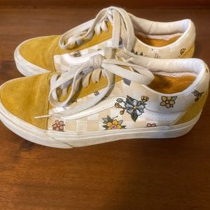 Vans yellow flowered check